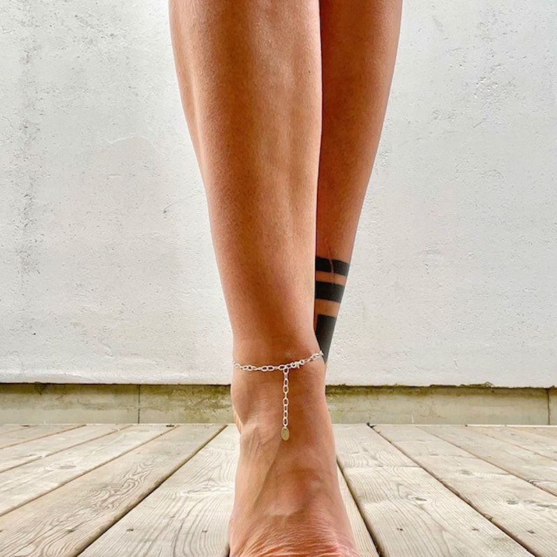 tunn vristlänk i oval silverkedja (3,5 mm) med stämpelplatta