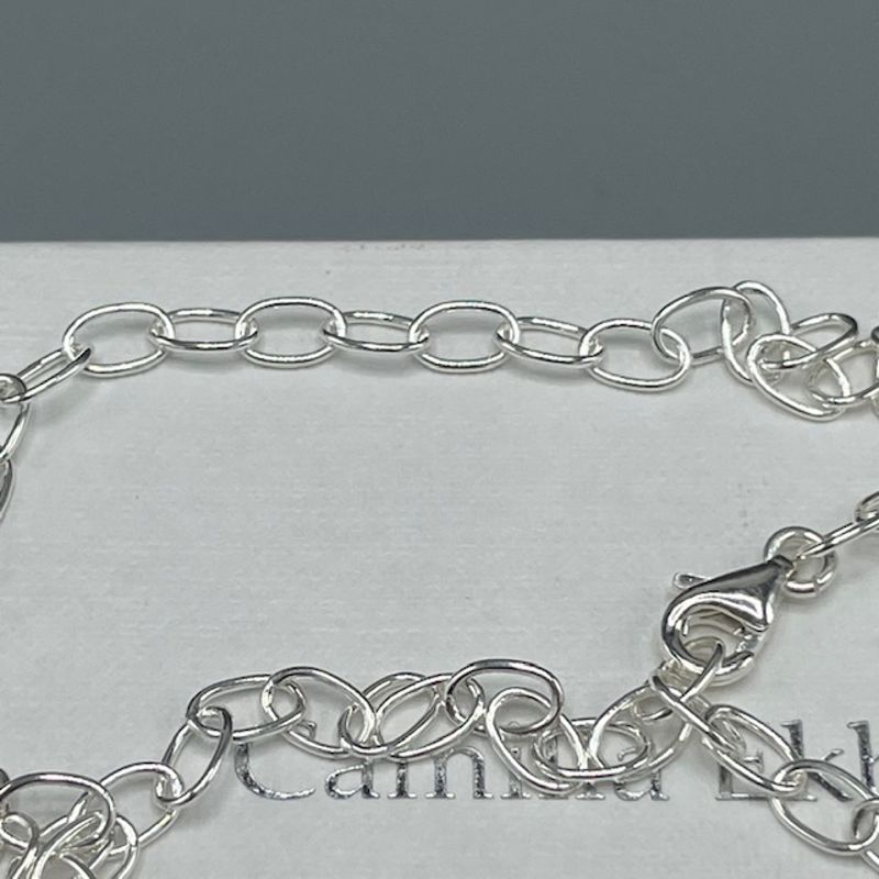 tunn vristlänk i oval silverkedja (3,5 mm) med stämpelplatta