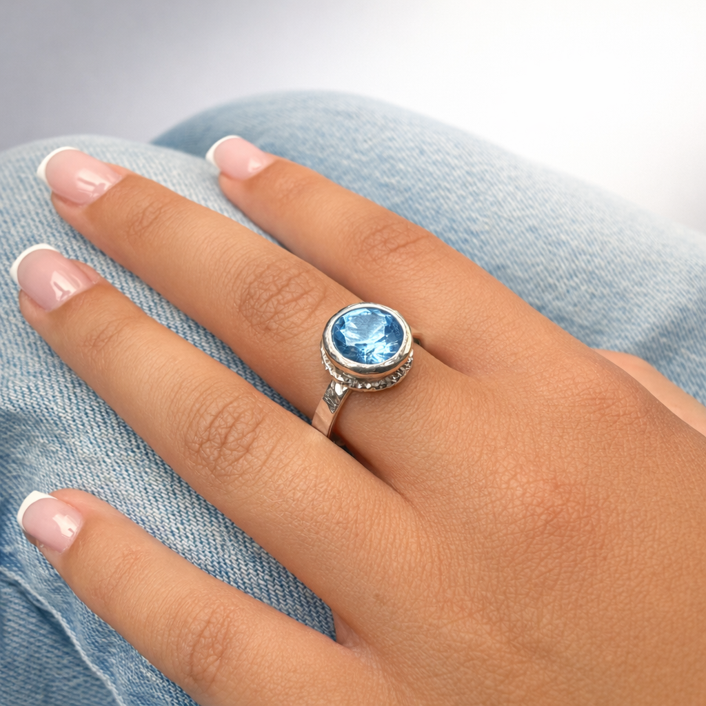 Azure Halo Ring – Silverring med snurrbar detalj