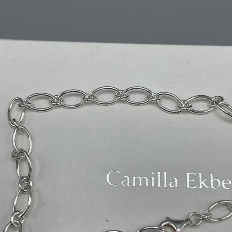 Vristlänk (ringkedja oval) i silver med stämpelplatta