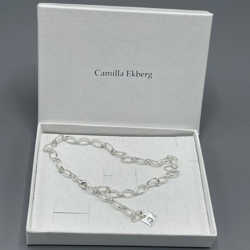 Vristlänk (ringkedja oval) i silver med stämpelplatta