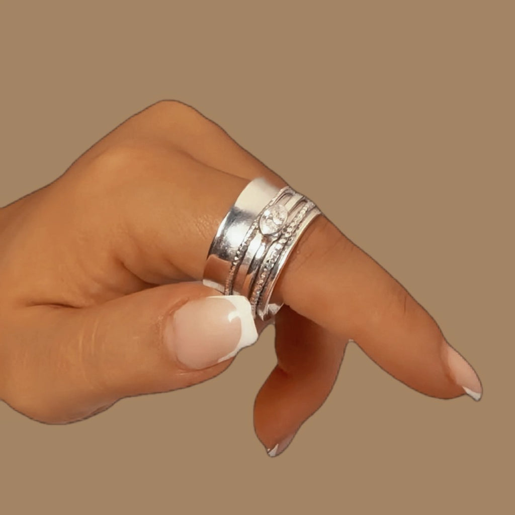 Stressring med Kubisk Zirkonia Sten