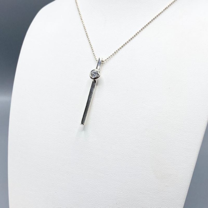 Silverstav med cubisk zirconia sten vit