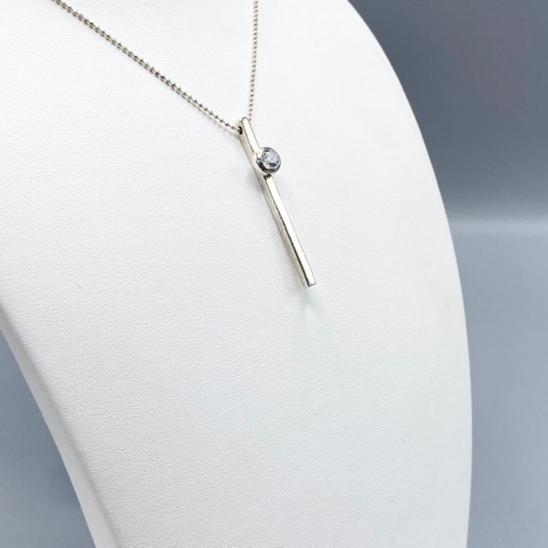 Silverstav med cubisk zirconia sten vit