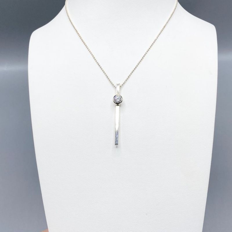 Silverstav med cubisk zirconia sten vit