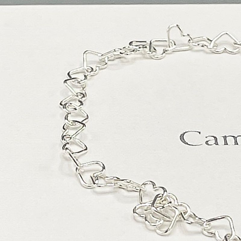 tunn vristlänk (hjärtkedja) i silver med stämpelplatta