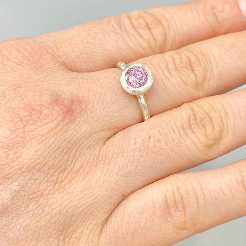 Matt silverring - rosa